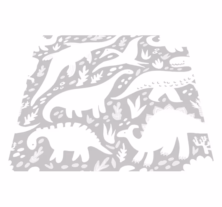 Vinylový koberec do ložnice s bílými dinosaury - TenStickers