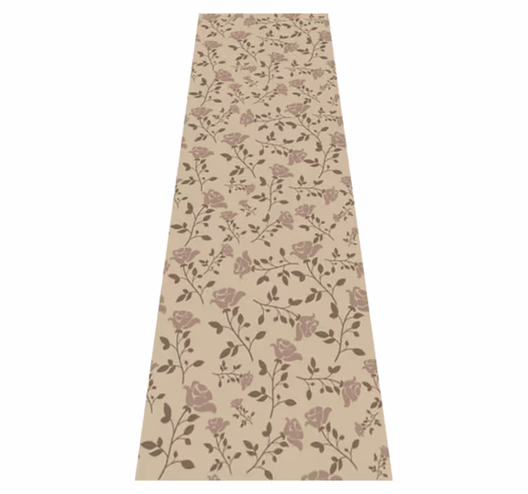 Vinylový koberec do ložnice s hnědým vintage růžovým vzorem - TenStickers