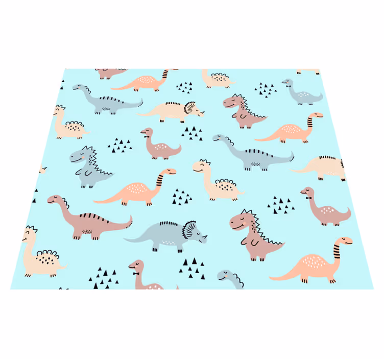 Vinylový koberec do ložnice s modrým pozadím a dinosaury - TenStickers