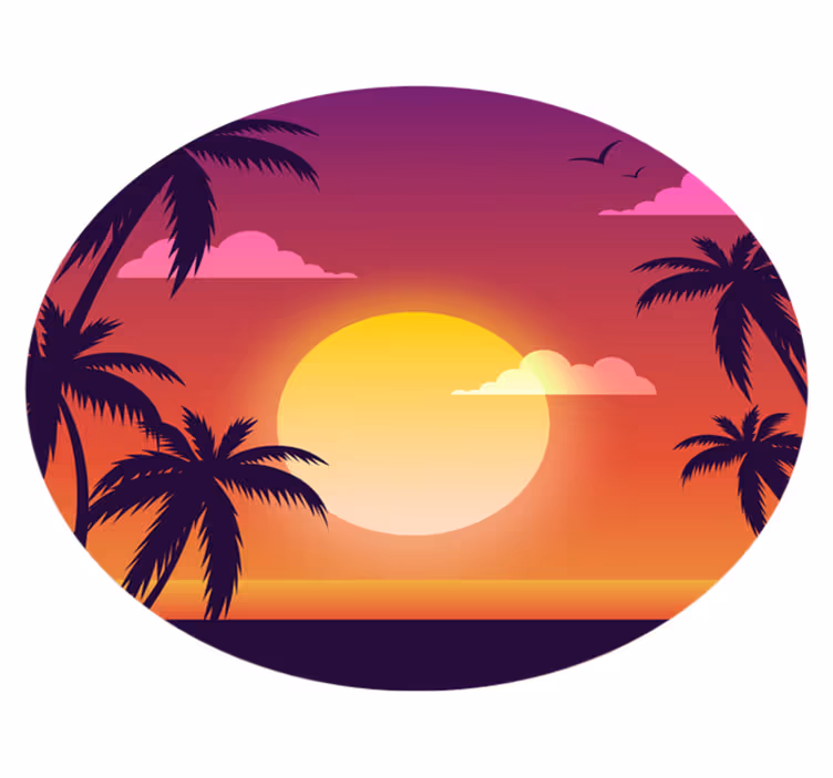 Přírodní vinylový koberec sluneční západ 70. let - TenStickers