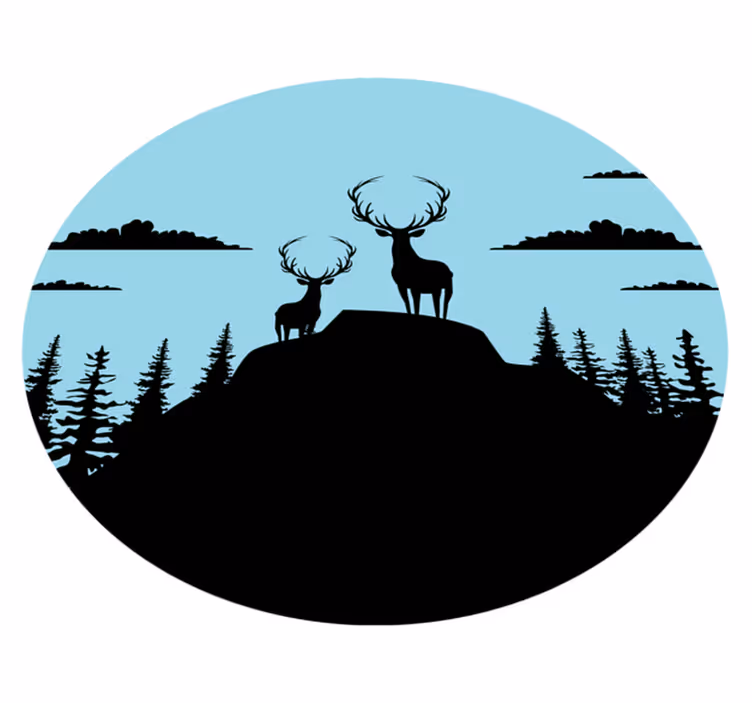 Přírodní vinylový koberec hory s jeleny - TenStickers