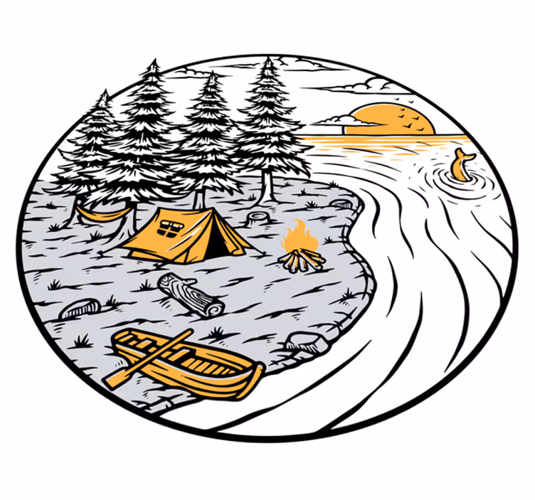 Přírodní vinylový koberec s motivem žluté krajiny - TenStickers