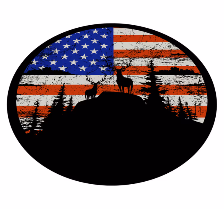 Přírodní vinylový koberec silueta hor s americkou vlajkou - TenStickers