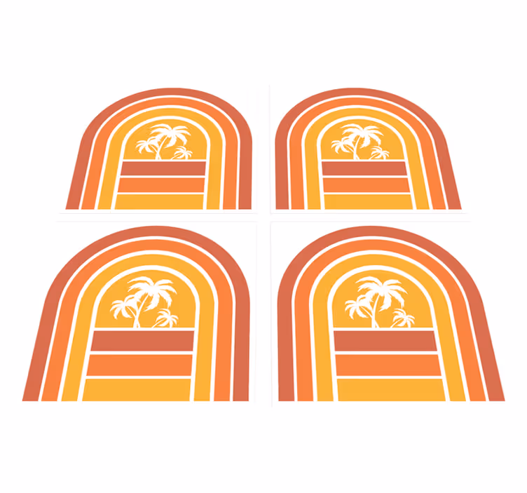 Přírodní vinylový koberec retro západ slunce a palmy - TenStickers