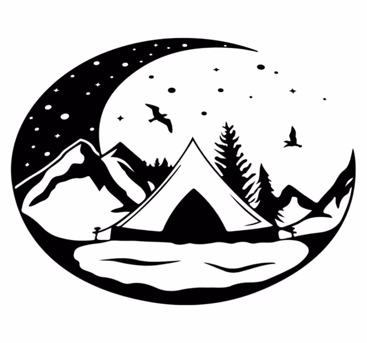Přírodní vinylový koberec hory a noční měsíc - TenStickers