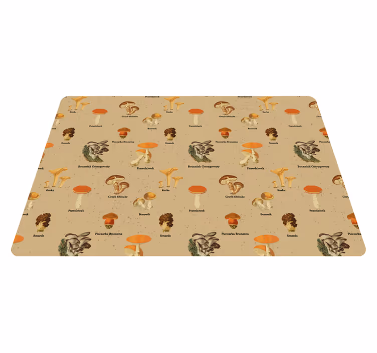 Přírodní vinylový koberec vintage houbové vzory - TenStickers