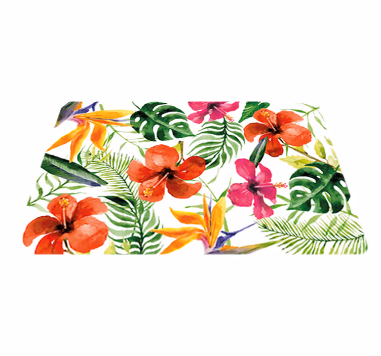 Vinylový koberec s květinami a rostlinami monstera deliciosa - TenStickers