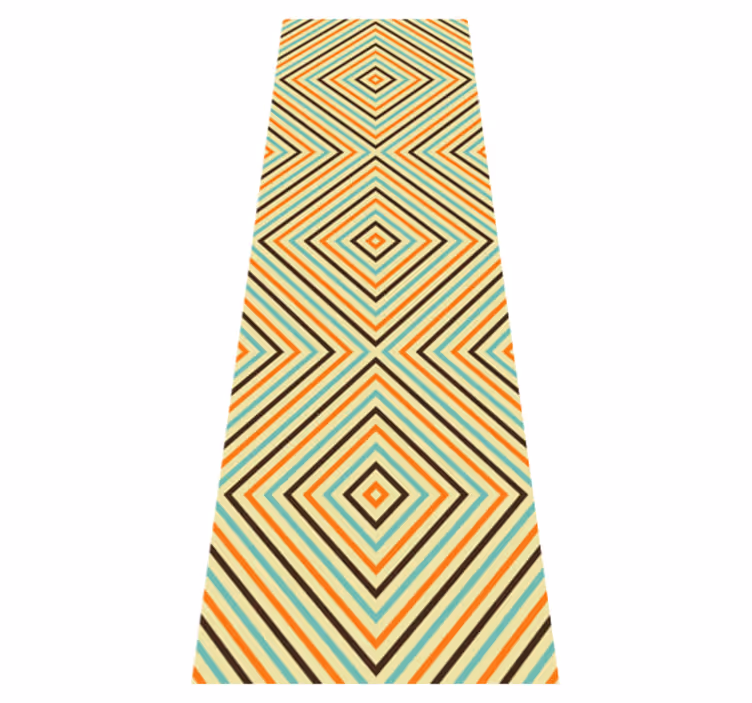 Vinylový koberec do ložnice v retro oranžovo-modrém vzoru - TenStickers