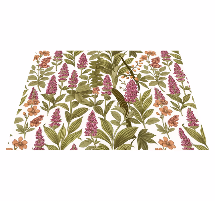 Vinylový koberec do ložnice s barevným botanickým vzorem - TenStickers