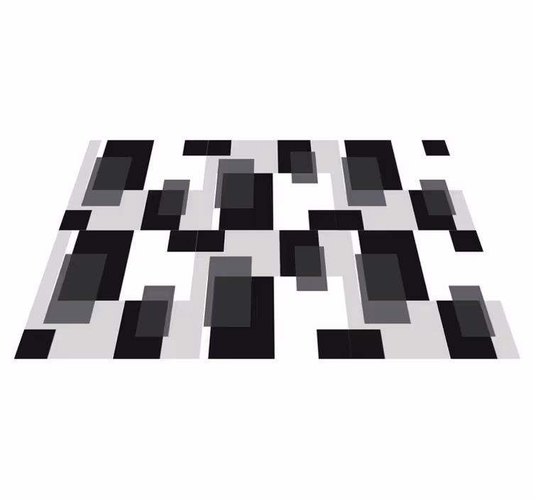Geometrický vinylový koberec v černobílých blocích - TenStickers