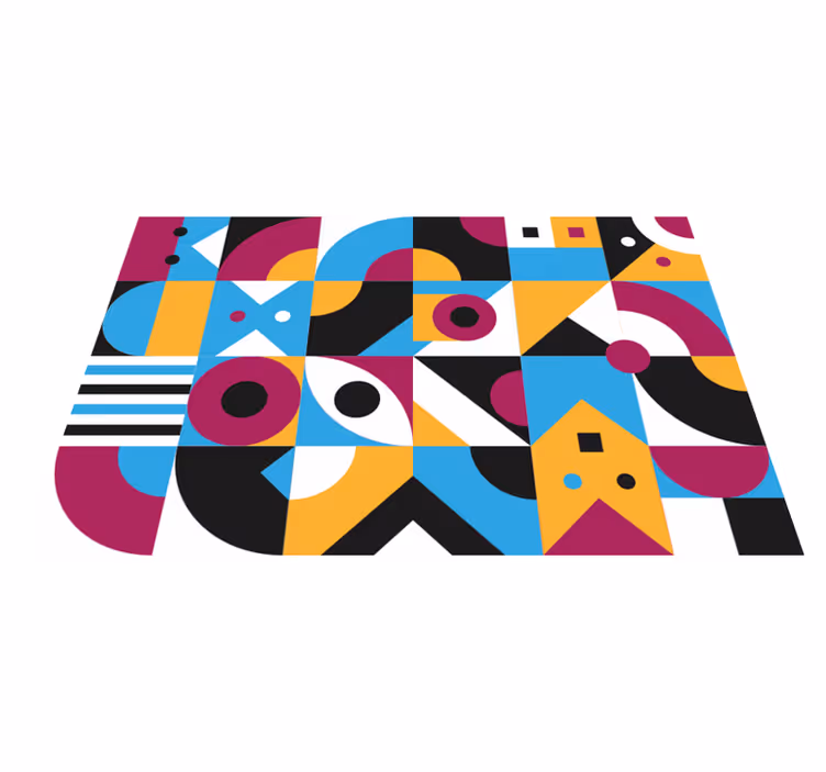 Geometrický vinylový koberec v barevných tvarech - TenStickers