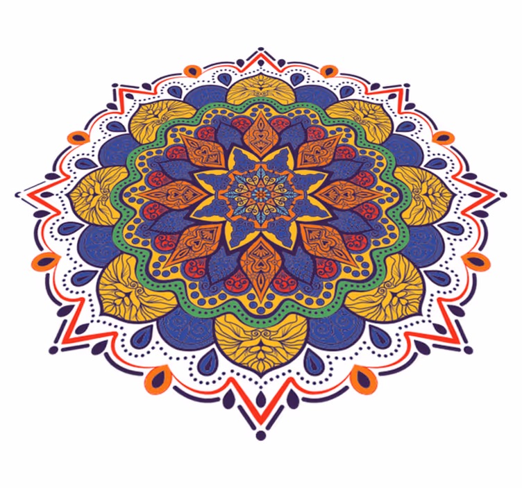 Geometrický vinylový koberec barevná květinová mandala - TenStickers