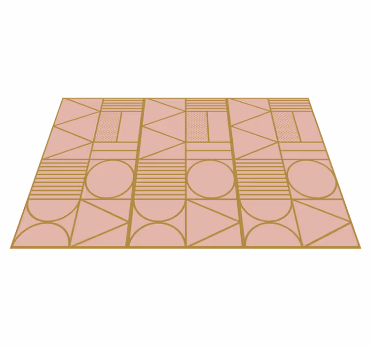 Geometrický vinylový koberec v zlatých a růžových tónech - TenStickers