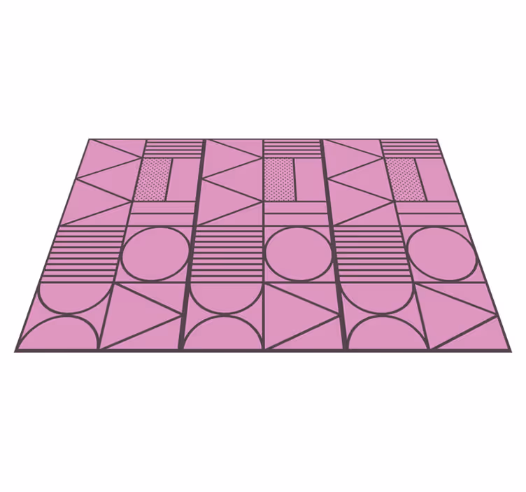 Geometrický vinylový koberec v růžovém a šedém provedení - TenStickers