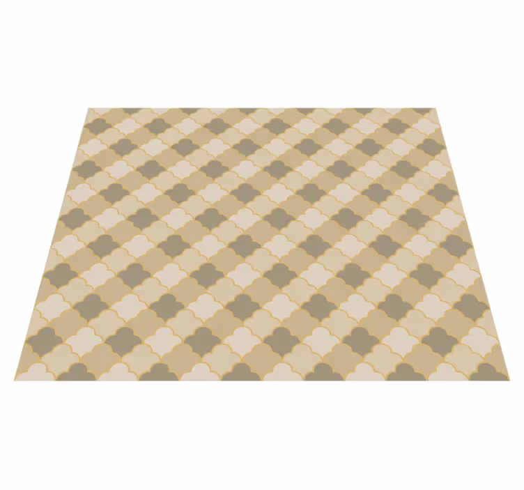 Geometrický vinylový koberec béžový art deco vzor - TenStickers