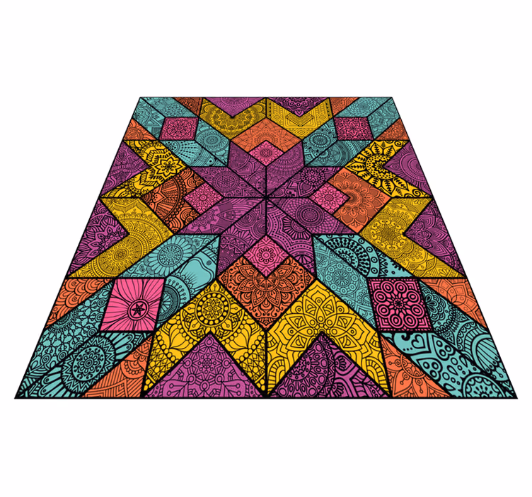 Geometrický vinylový koberec barevné geometrické prvky - TenStickers