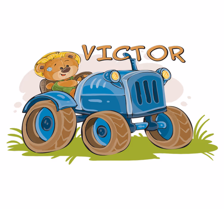 Vinylový koberec pro děti s personalizovaným traktorem - TenStickers