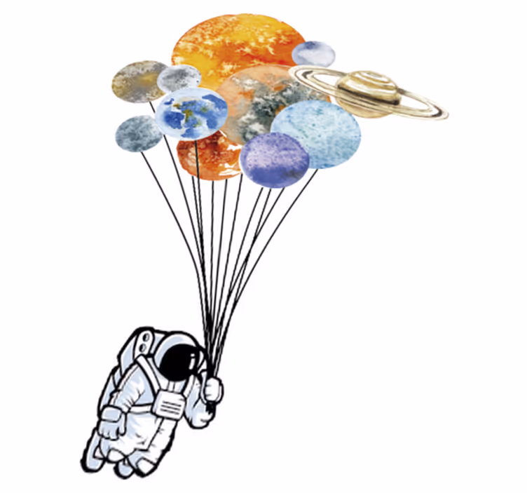 Vinylový koberec pro děti s astronautem a barevnými balónky - TenStickers