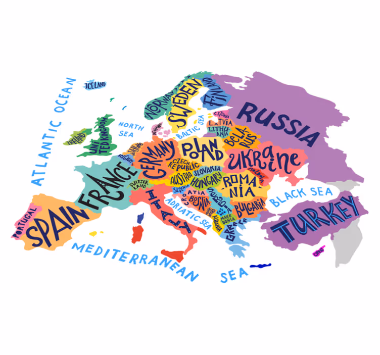Vinylový koberec pro děti s mapou evropy - TenStickers