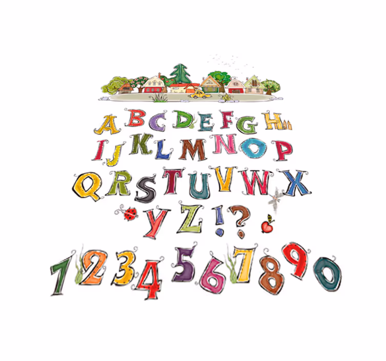 Vinylový koberec pro děti s barevným abecedou a čísly - TenStickers