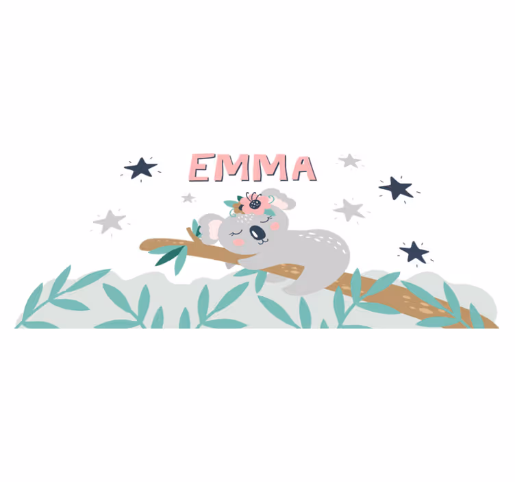 Vinylový koberec pro děti roztomilý koala s jménem - TenStickers
