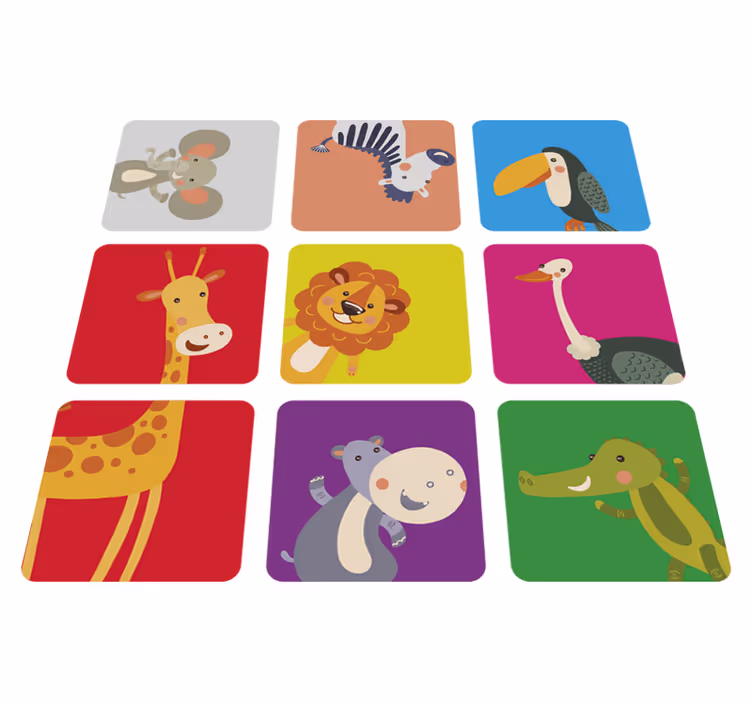 Vinylový koberec pro děti s barevnými zvířaty - TenStickers