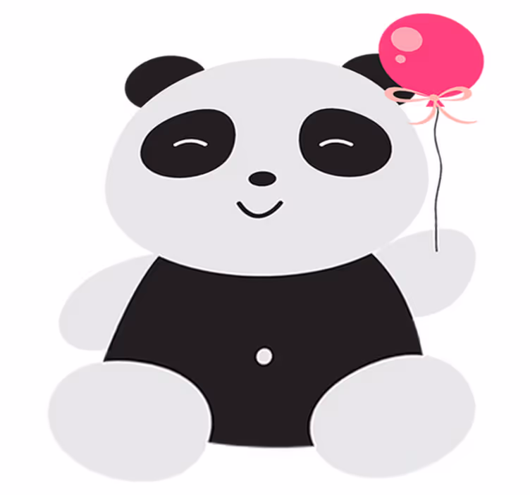 Vinylový koberec pro děti panda s růžovým balónem - TenStickers