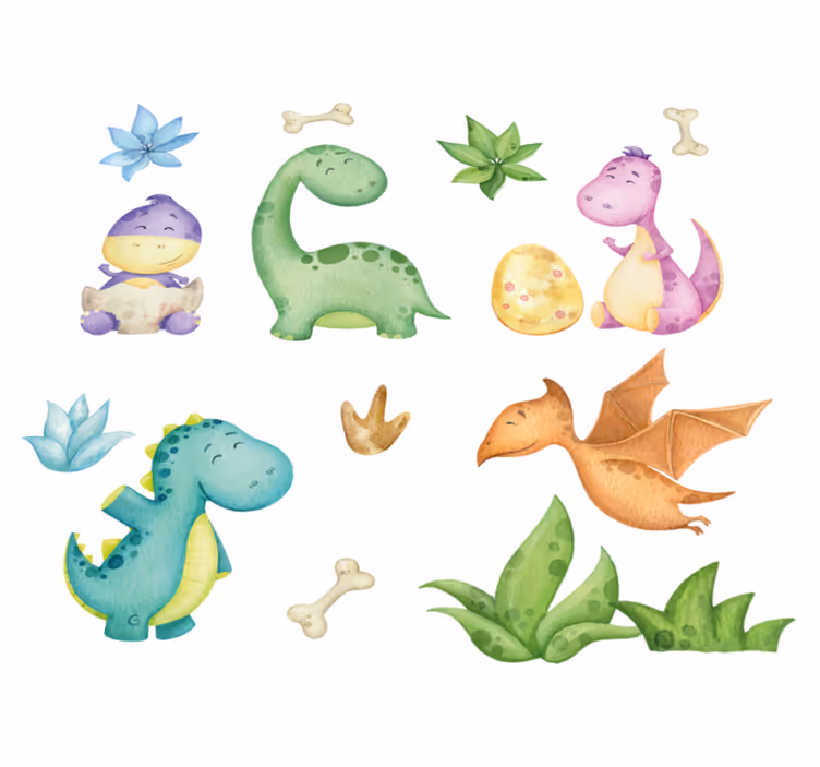 Vinylový koberec do ložnice s nordickým dinosaurem - TenStickers