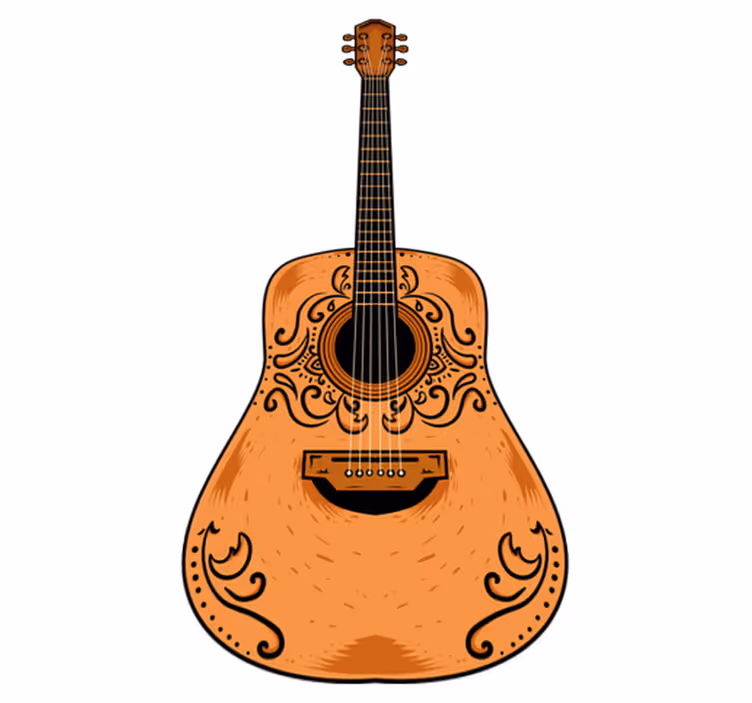 Vinylový koberec do ložnice s oranžovou kytarou - TenStickers