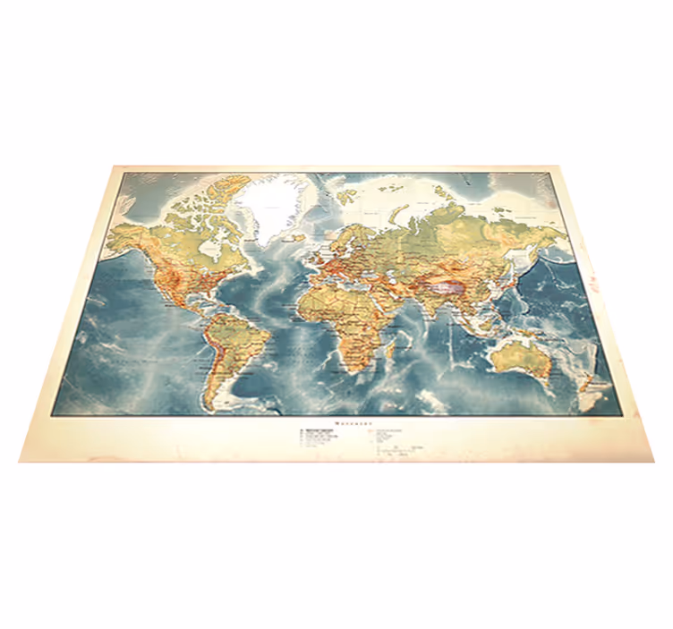 Vinylový koberec z celého světa s vintage mapou - TenStickers