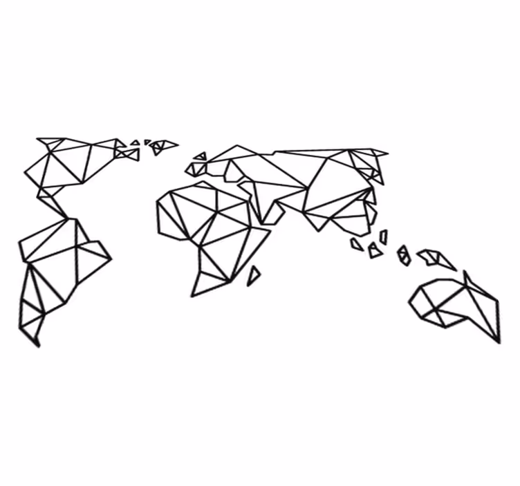 Vinylový koberec z celého světa s origami mapou - TenStickers