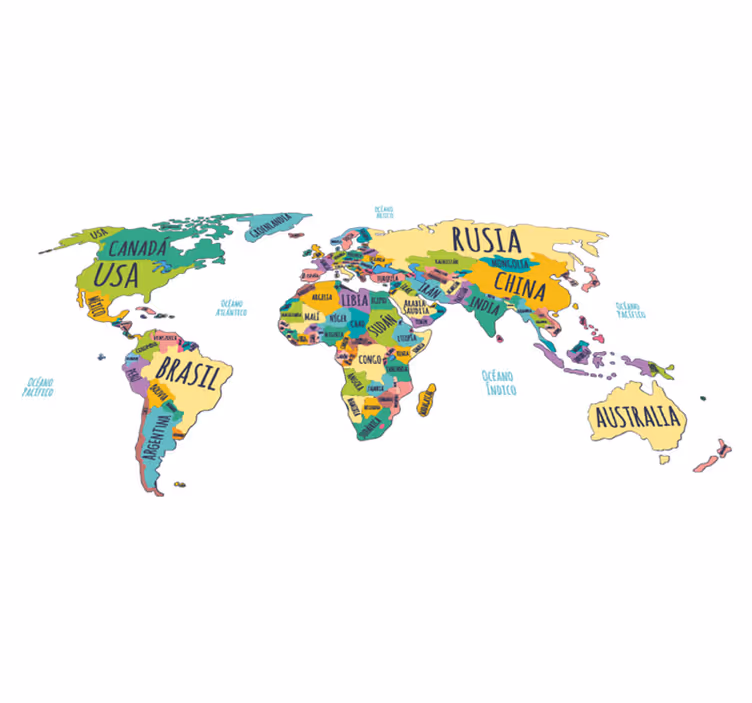 Vinylový koberec z celého světa politická mapa světa - TenStickers