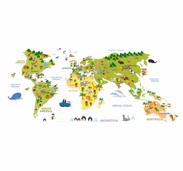 Vinylový koberec z celého světa mapa osobností angličtiny - TenStickers