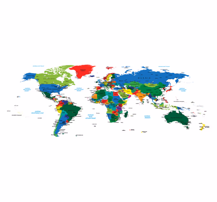 Vinylový koberec z celého světa mapa světa v barvách - TenStickers