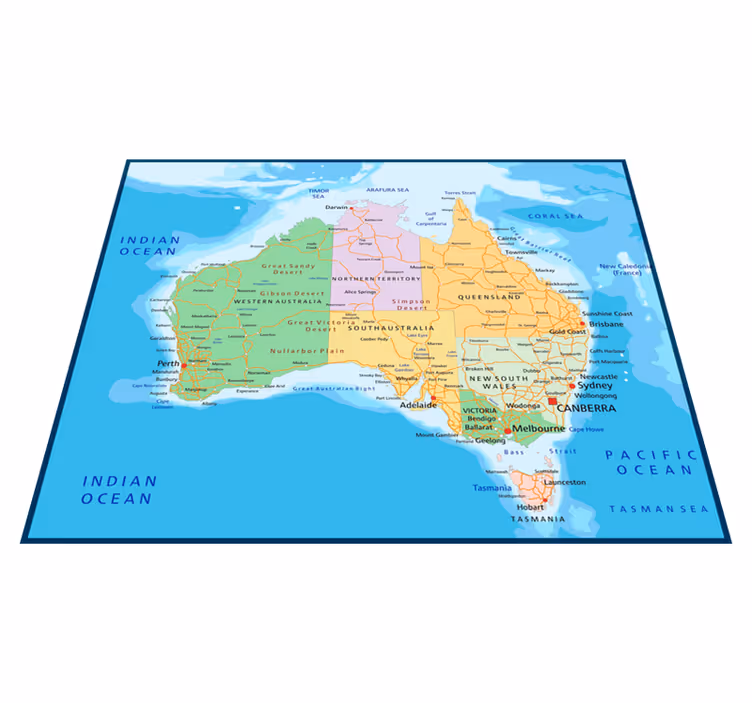 Vinylový koberec z celého světa politická mapa austrálie - TenStickers