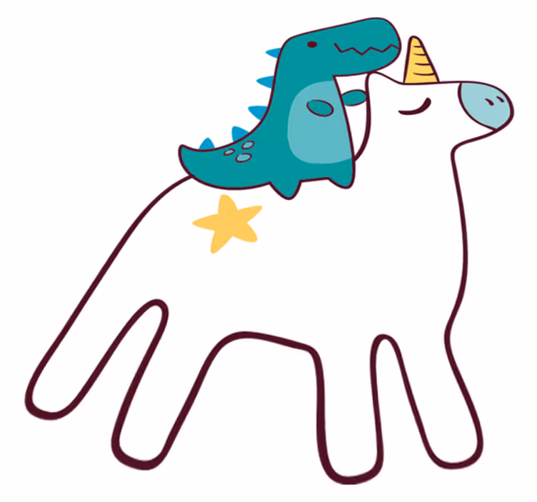 Vinylový koberec pro děti s motivem jednorožce a dinosaura - TenStickers