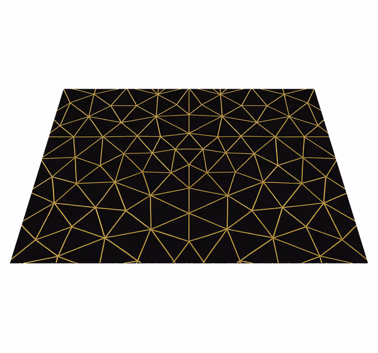 Geometrický vinylový koberec zlatá geometrická síť - TenStickers