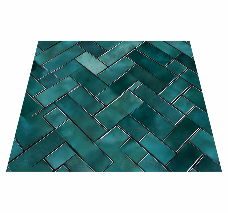 Koupelnový vinylový koberec v herringbone zelené - TenStickers