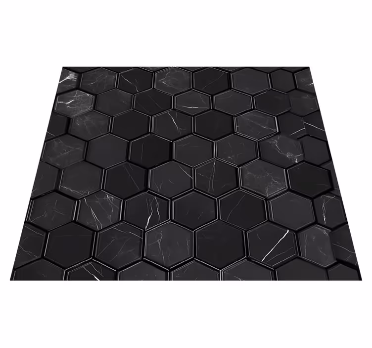 Koupelnový vinylový koberec hexagon černý - TenStickers