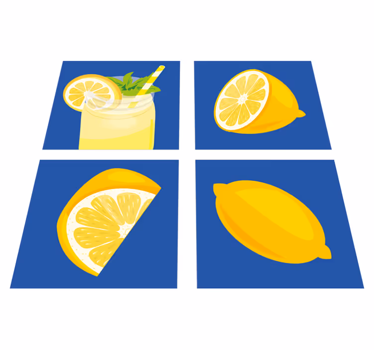 Kuchyňský vinylový koberec citronové dlaždice - TenStickers