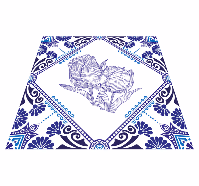 Kuchyňský vinylový koberec modré tulipány delft - TenStickers
