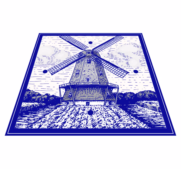 Kuchyňský vinylový koberec v delftsky modré - TenStickers