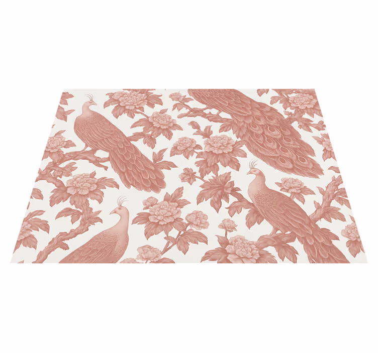 Vinylový koberec do ložnice s růžovými pávem - TenStickers
