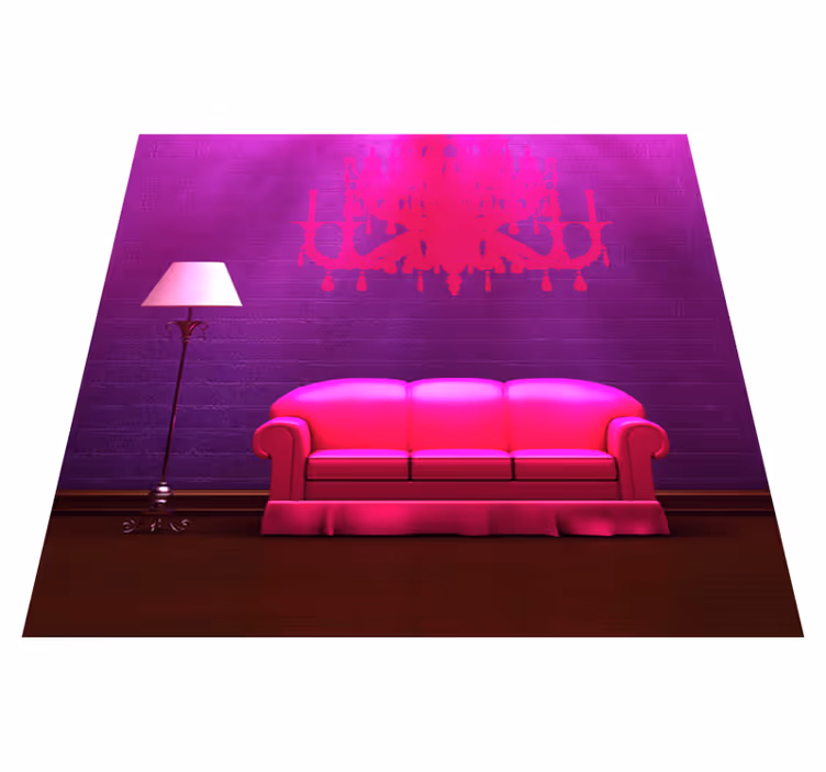 Vinylový koberec do ložnice s dekorací na pohovku a lampu - TenStickers