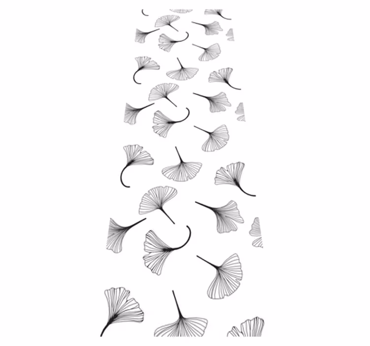 Vinylový studijní koberec s černým vzorem ginkgo - TenStickers