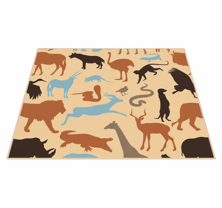 Vinylový koberec do ložnice s siluetami safari zvířat - TenStickers