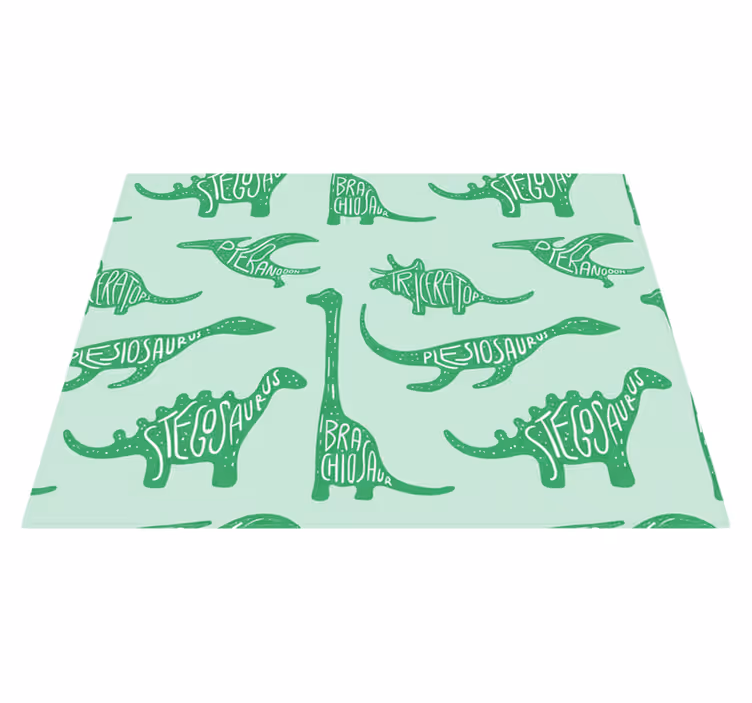Vinylový koberec do ložnice zelení dinosauři s jmény - TenStickers