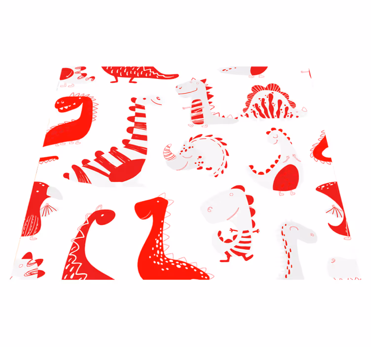 Vinylový koberec do ložnice s červenými dinosaury - TenStickers