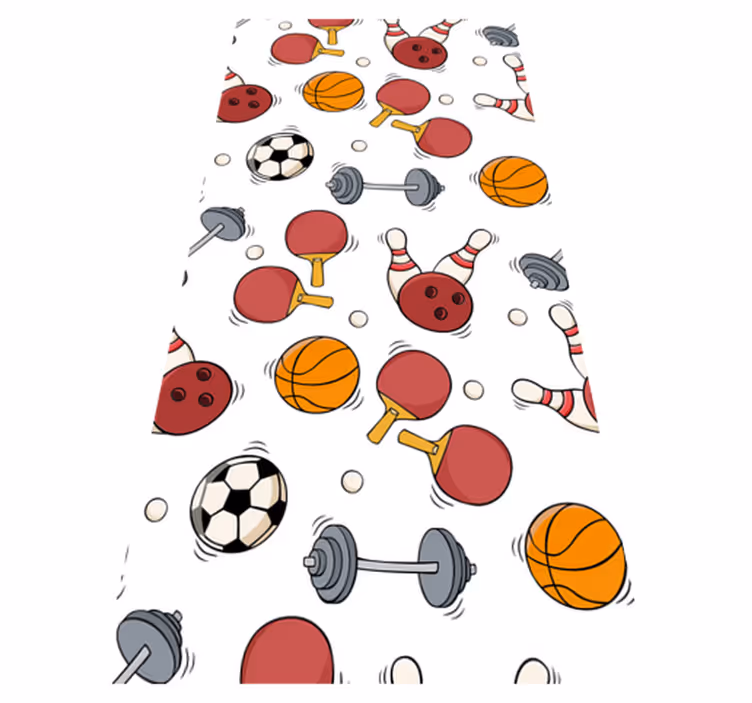 Vinylový koberec do ložnice s kresleným sportovním vybavením - TenStickers