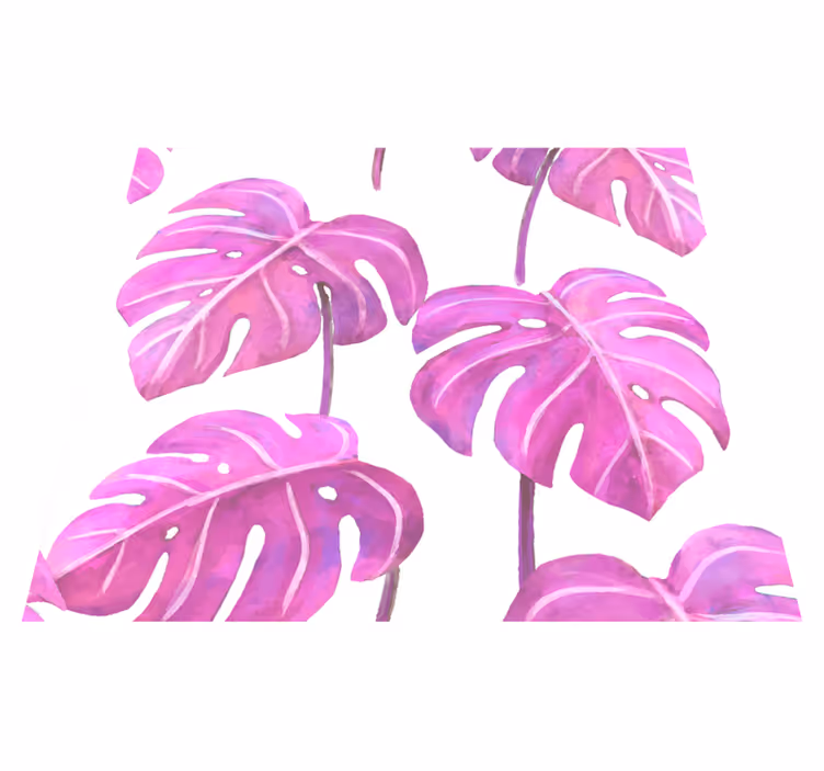 Přírodní vinylový koberec růžová malovaná monstera - TenStickers